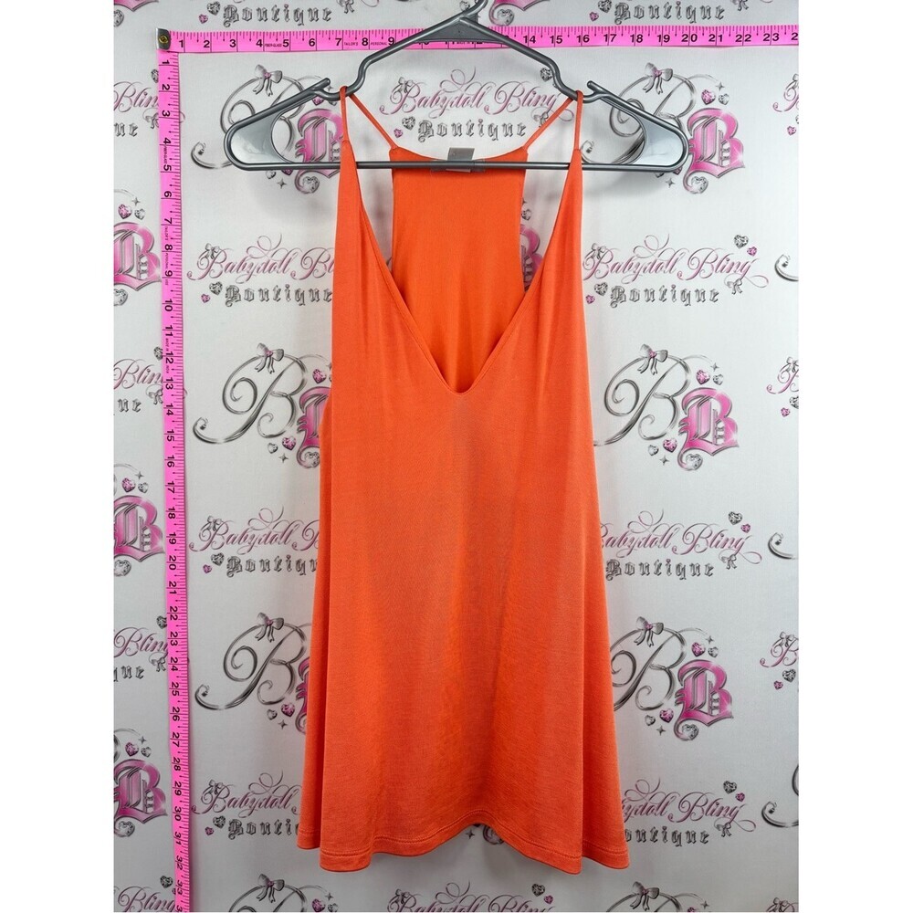 H&M tank top flowy bright neon summer Orange V-Neck Racerback Tank Top